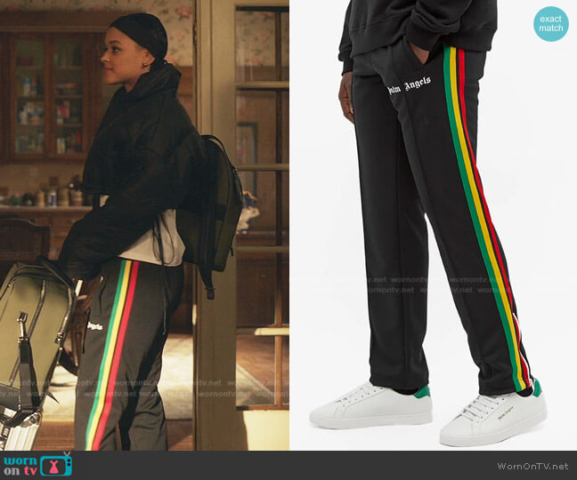 Palm Angels Striped Track Pants worn by Julien Calloway (Jordan Alexander) on Gossip Girl