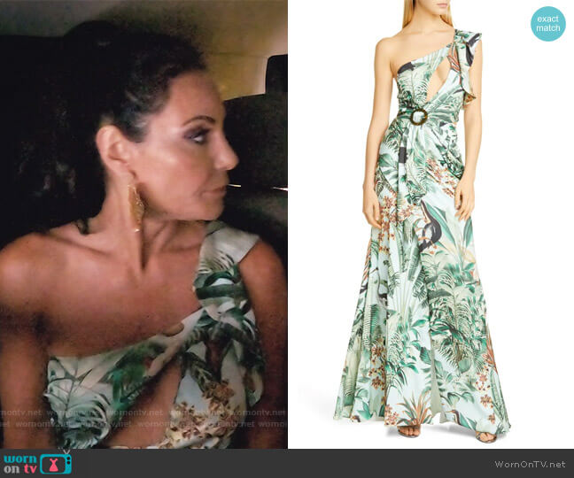 Patbo Eden One-Shoulder Cutout Gown worn by Luann de Lesseps on The Real Housewives Ultimate Girls Trip