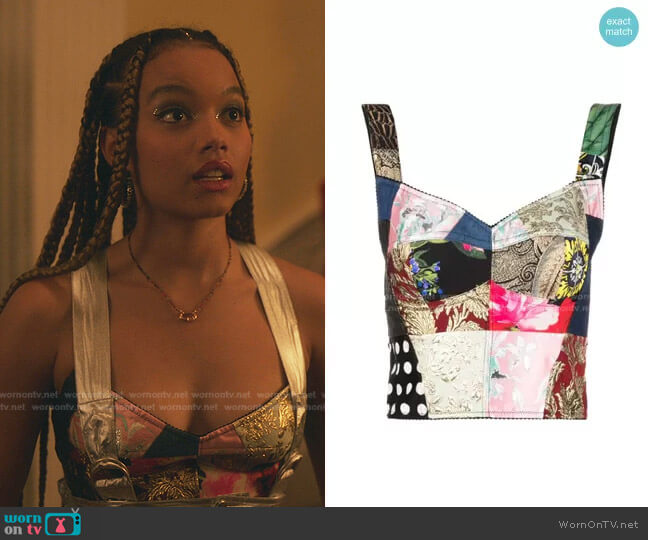 Dolce & Gabbana Patchwork Bustier Top worn by Zoya Lott (Whitney Peak) on Gossip Girl