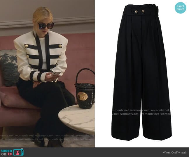 Patou High Waist Belted Trousers worn by Camille (Camille Razat) on Emily in Paris