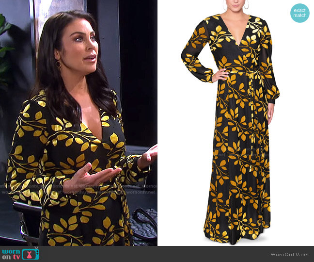 RACHEL Rachel Roy New York V-Neck Floral-Print Maxi Dress worn by Chloe Lane (Nadia Bjorlin) on Days of our Lives