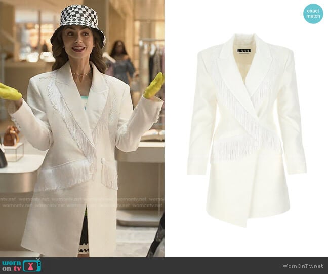 Rotate Shannon Fringed Blazer Dress worn by Emily Cooper (Lily Collins) on Emily in Paris