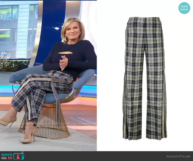 Monse Racing Stripe Vintage Plaid Trousers worn by Dr. Jennifer Ashton on Good Morning America