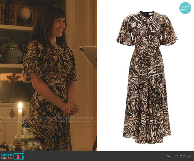Raey Godet-Pleat Short-Sleeve Dress