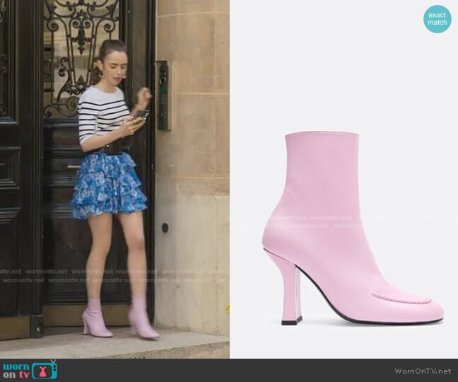 Dora Teymur Retox High Heel Boots worn by Emily Cooper (Lily Collins) on Emily in Paris