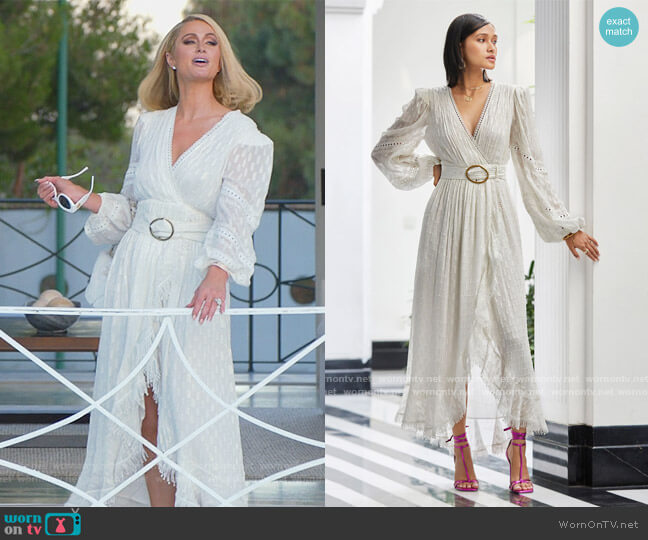Rococo Sand Cia Faux Wrap Long Dress worn by Paris Hilton on Paris in Love