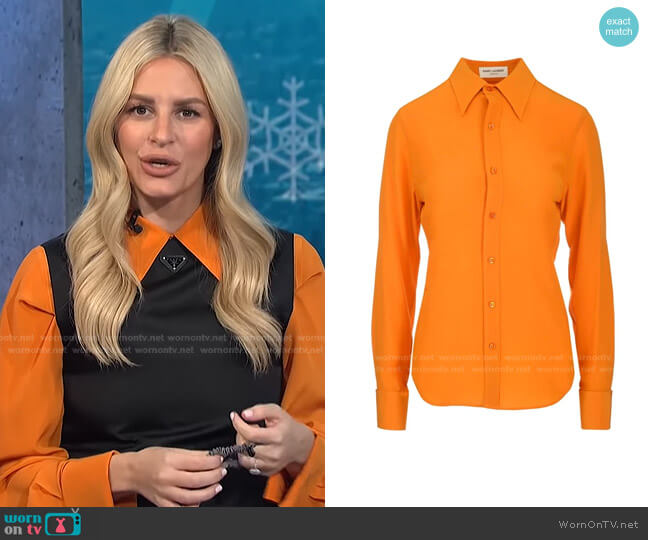 Saint Laurent Button Down Shirt worn by Morgan Stewart on E! News