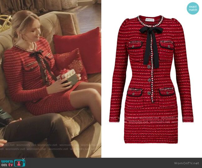Self Portrait Embellished knit minidress worn by Kirby Anders (Maddison Brown) on Dynasty