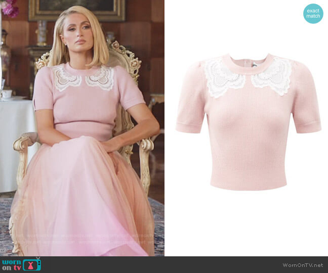 Self Portrait Lace Insert Sweater worn by Paris Hilton on Paris in Love
