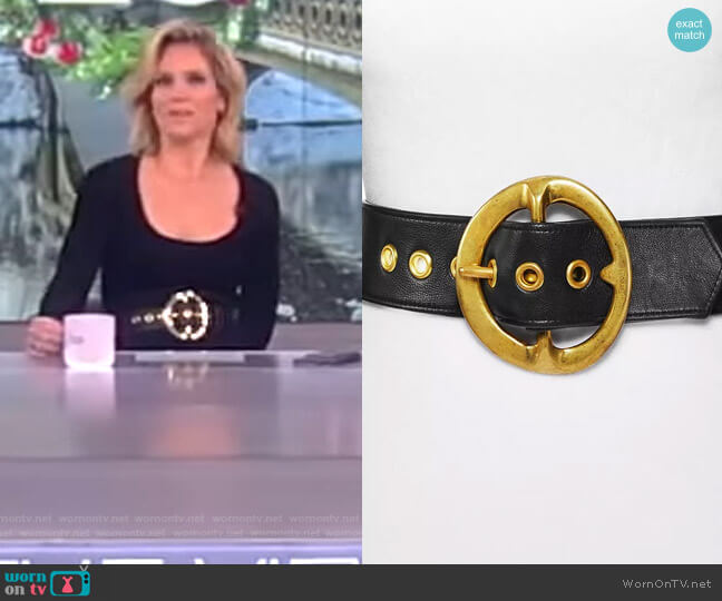Sergio Hudson Signature Buckle Leather Belt worn by Sara Haines on The View