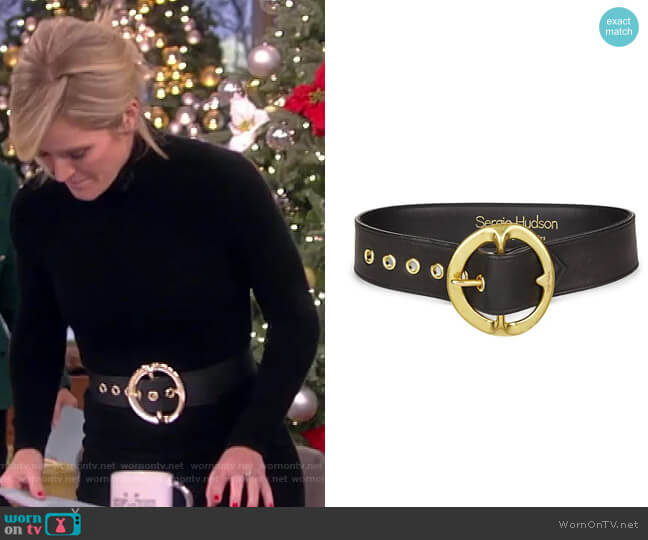 Signature Buckle Leather Belt Sergio Hudson worn by Sara Haines on The View