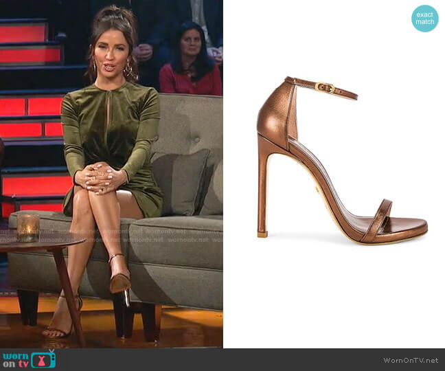 Stuart Weitzman Nudist Heel in Bronze worn by Kaitlyn Bristowe on The Bachelorette