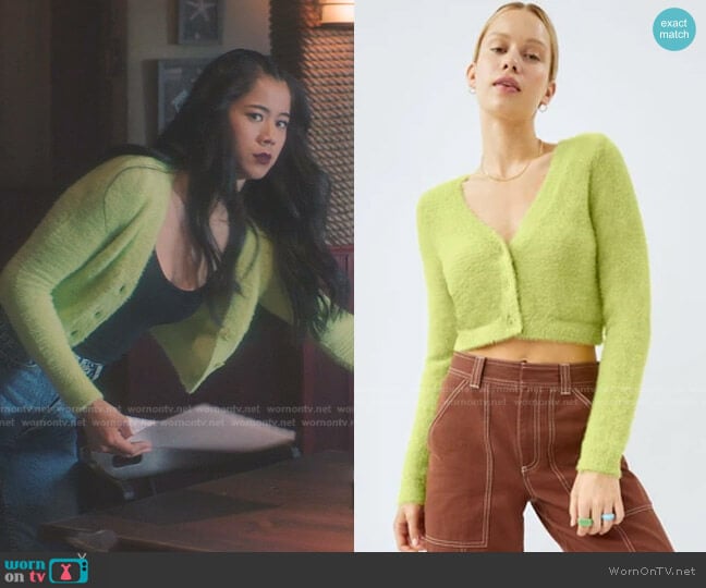 Sunday Best Reese Cardigan worn by George Fan (Leah Lewis) on Nancy Drew