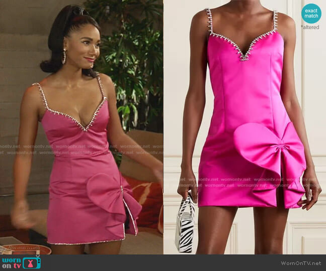 Area Sweetheart Crystal-Embellished Mini Dress worn by Layla Keating (Greta Onieogou) on All American