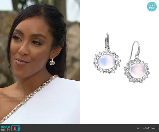 Syna Moon Quartz Earrings with Champagne Diamonds worn by Tayshia Adams on The Bachelorette