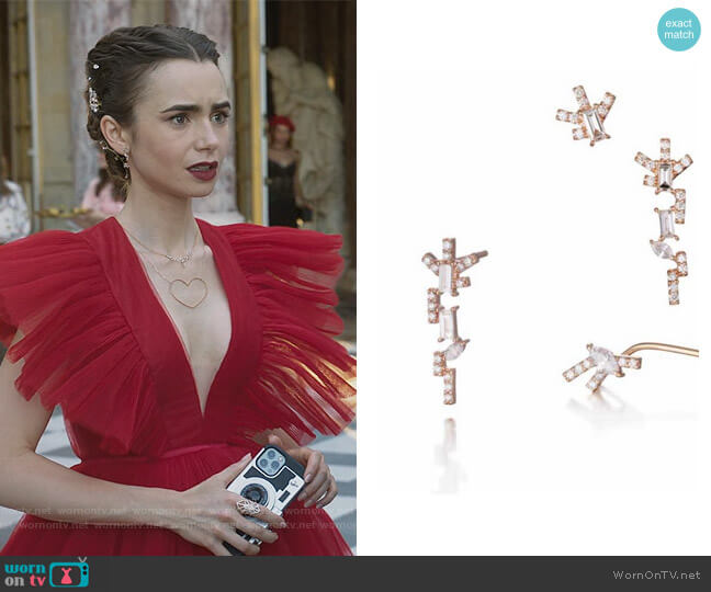 Tana Chung Statement Earrings worn by Emily Cooper (Lily Collins) on Emily in Paris