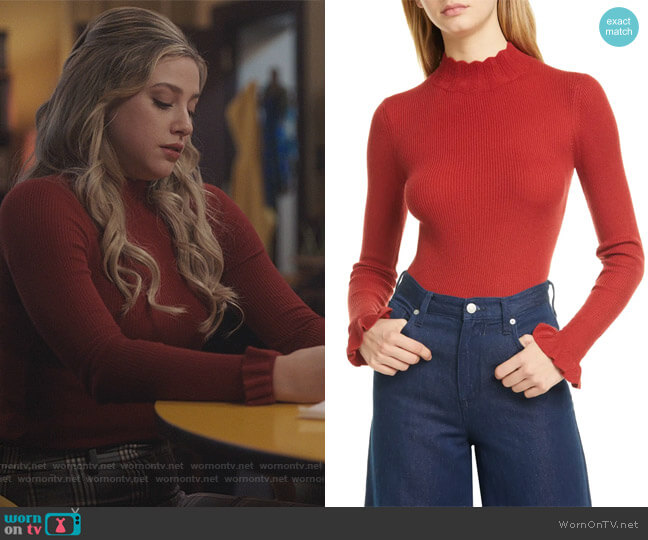 Ted Baker Scalloped Neck Sweater worn by Betty Cooper (Lili Reinhart) on Riverdale