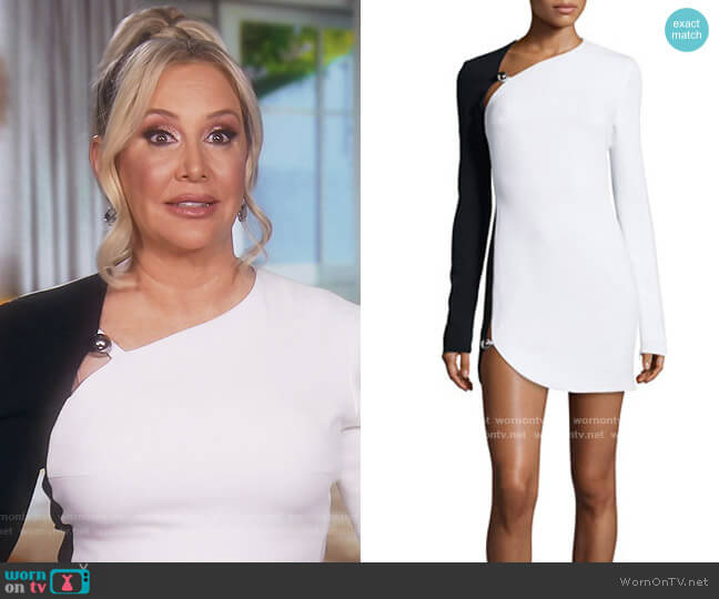 Thierry Mugler Bicolor Long-Sleeve Cady Dress worn by Shannon Beador on The Real Housewives of Orange County