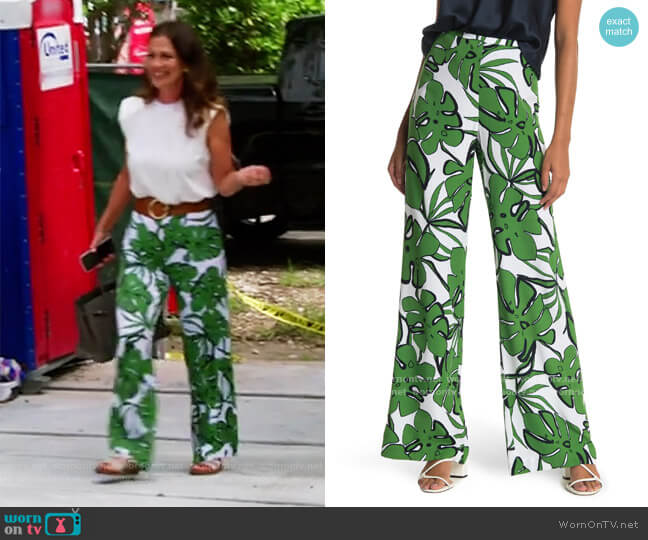 Trina Turk Long Weekend Monstera Wide Leg Pants worn by Julia Lemigova (Julia Lemigova) on The Real Housewives of Miami