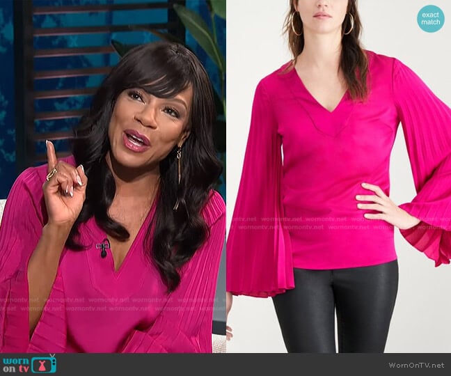 Trina Turk Almande Pleated Sleeve Pullover Blouse