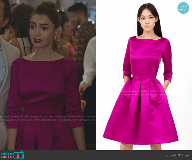 Vassilis Zoulias Emily Dress worn by Emily Cooper (Lily Collins) on Emily in Paris