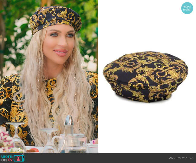 Versace Baroque Print Beret worn by Christine Quinn on Selling Sunset