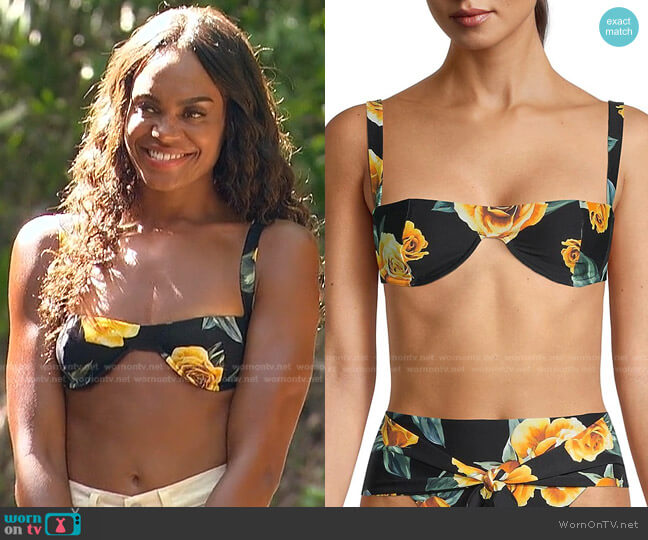 WeWoreWhat Sorrento Rose Print Bikini Top worn by Michelle Young on The Bachelorette