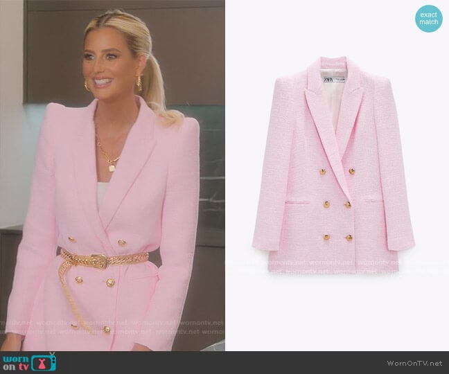Zara Textured Blazer with Buttons worn by Emma Hernan on Selling Sunset