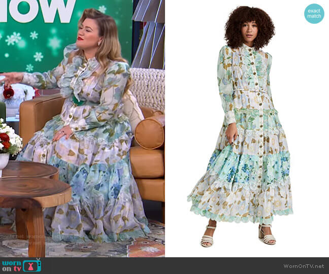 Zimmermann Rhythm Scalloped Dress worn by Kelly Clarkson on The Kelly Clarkson Show