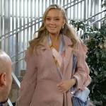 Abby’s pink ruffle sleeve coat on The Young and the Restless