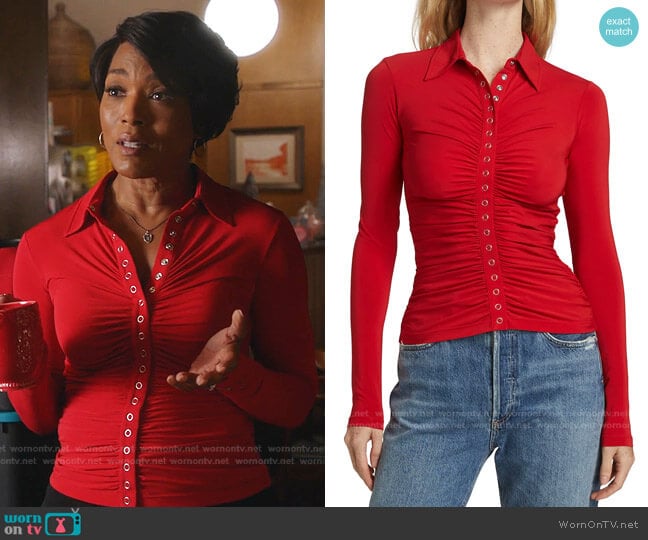 A.L.C. Larsen Ruched Shirt worn by Athena Grant (Angela Bassett) on 9-1-1