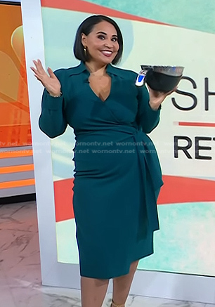 Alejandra’s green wrap dress on Today