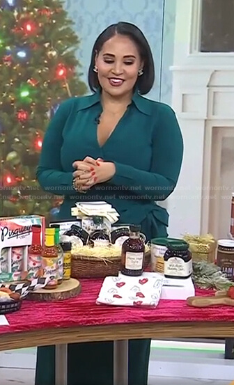 Alejandra’s green wrap dress on Today