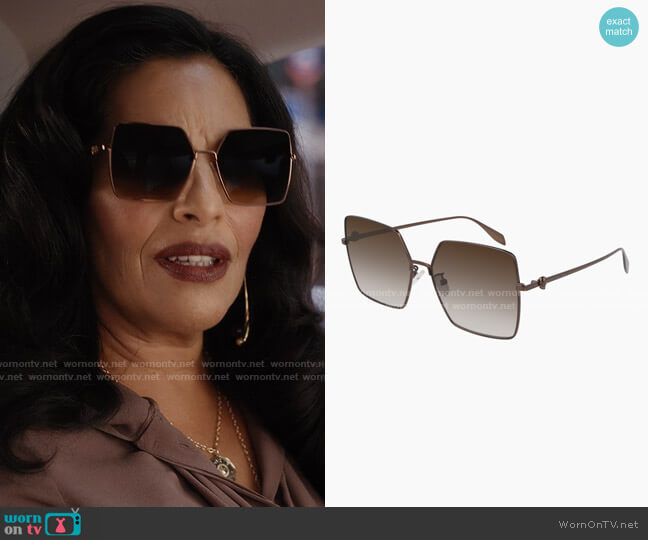 Alexander McQueen AM0273S Sunglasses worn by Seema Patel (Sarita Choudhury) on And Just Like That