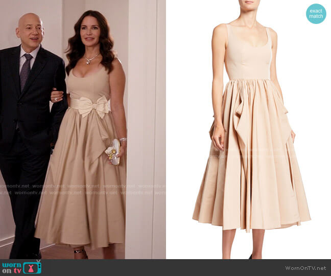 Alexander McQueen Bow Draped Midi Dress worn by Charlotte York (Kristin Davis) on And Just Like That