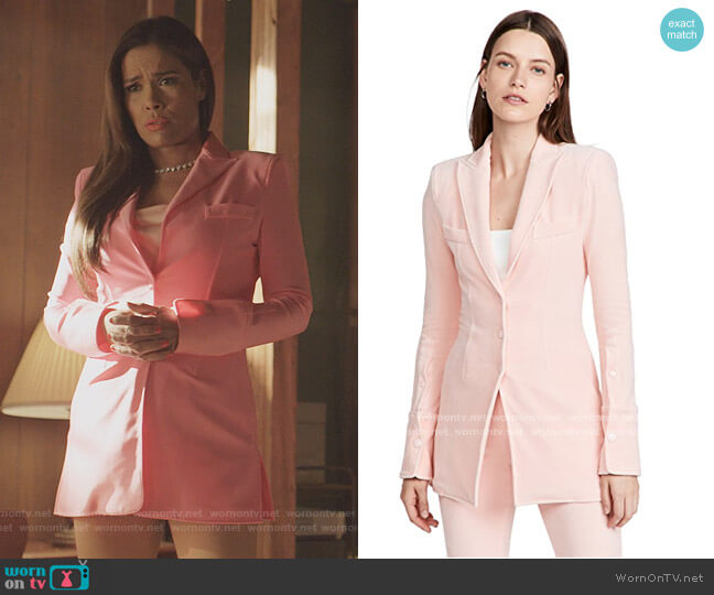 Alexander Wang Peak Lapel Shirt Jacket worn by Cristal Jennings (Daniella Alonso) on Dynasty