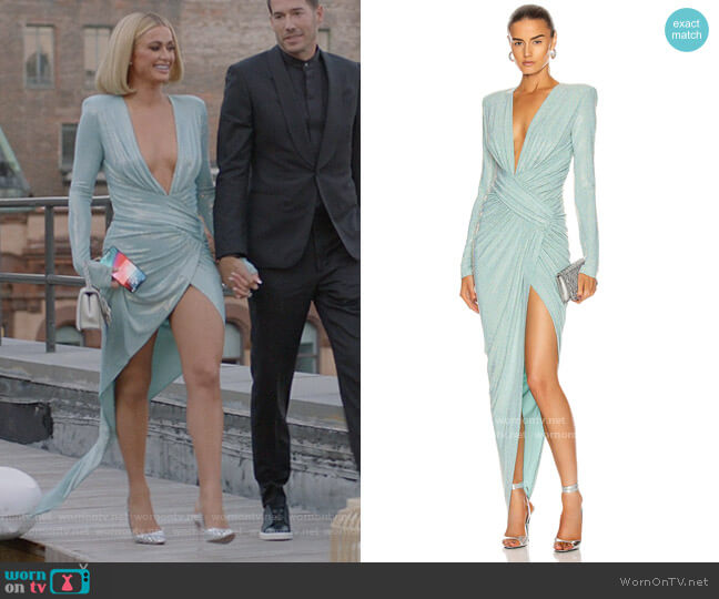 Alexandre Vauthier Microcrystal Plunging Maxi Dress worn by Paris Hilton on Paris in Love