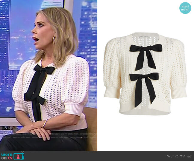 Alice + Olivia Kitty Puff-Sleeve Cardigan