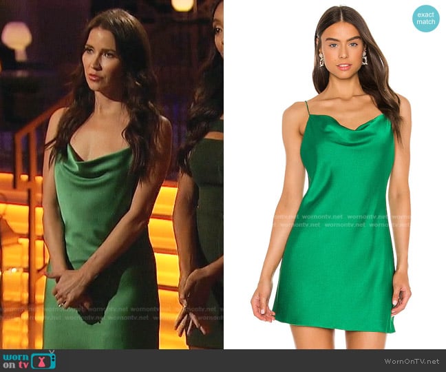 Alice + Olivia Harmony Drapey Mini Slip Dress worn by Kaitlyn Bristowe on The Bachelorette