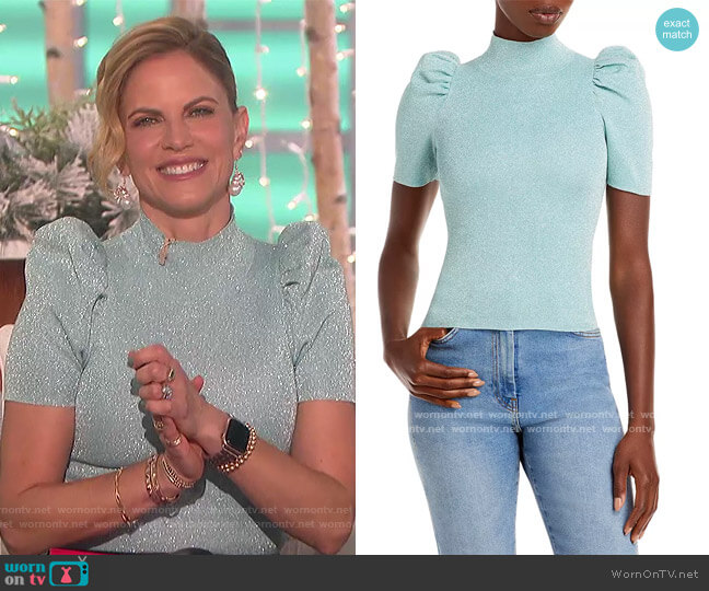 Issa Turtleneck Puff Sleeve Top worn by Natalie Morales on The Talk