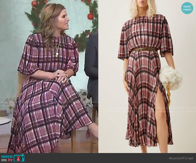 Altuzarra Constance Plaid Plisse Midi Dress worn by Jenna Bush Hager on Today