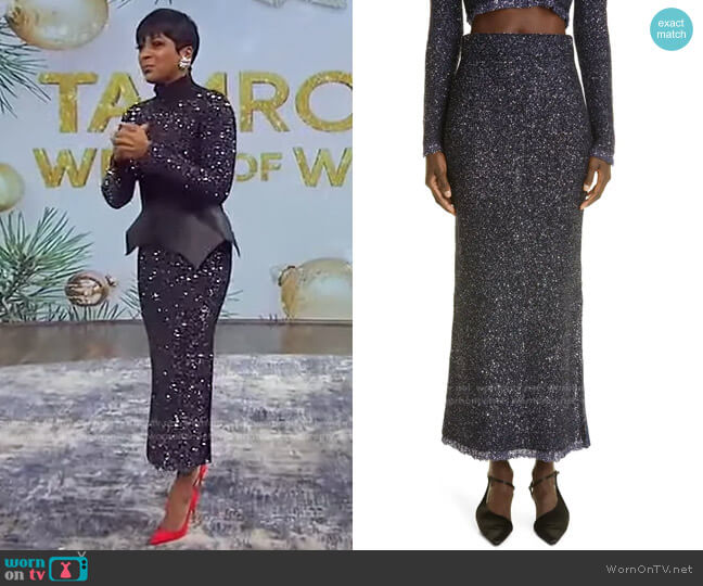 Altuzarra Dione Sequin Knit Maxi Skirt worn by Tamron Hall on Tamron Hall Show