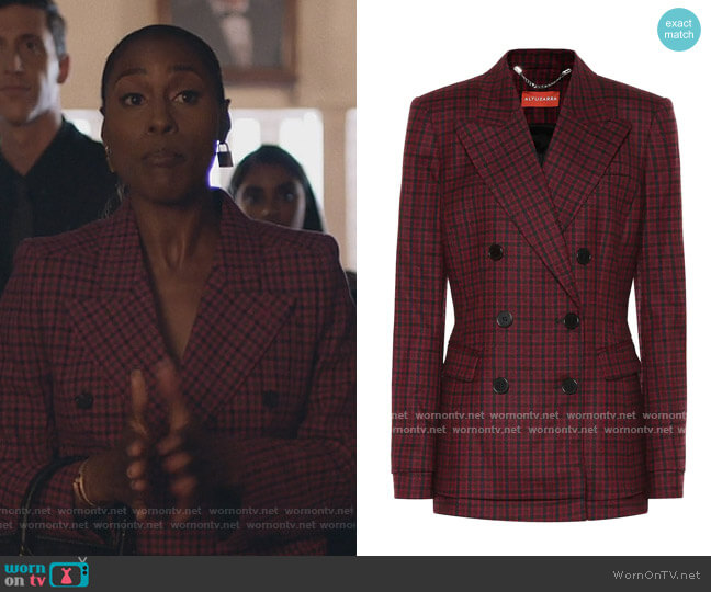 Altuzarra Ria Checked Stretch-wool Blazer worn by Issa Dee (Issa Rae) on Insecure