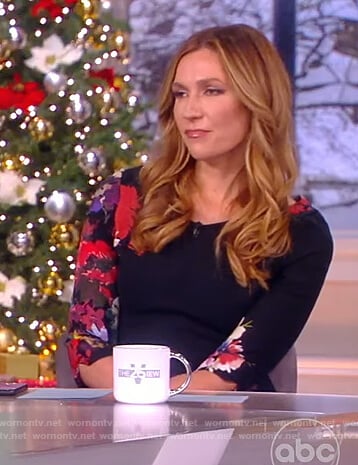 Amanda Carpenter’s black floral sheath dress on The View