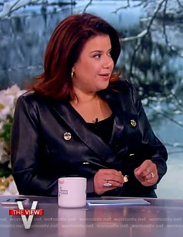 Ana’s black leather blazer on The View