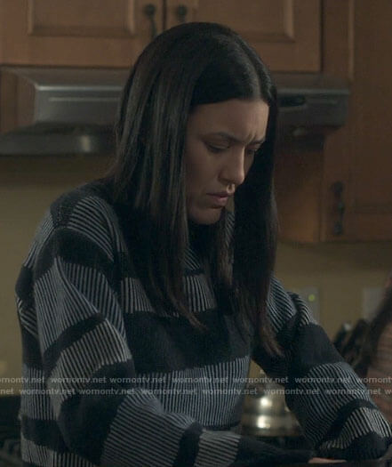 Angela’s broken stripe sweater on Dexter New Blood