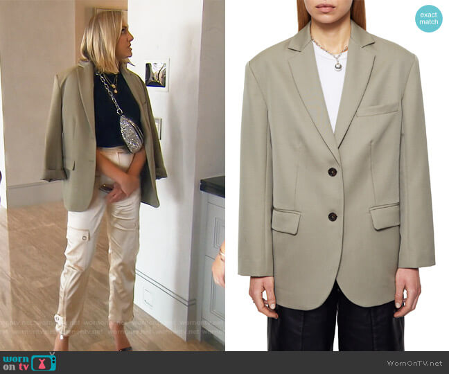 Anine Bing Quinn Oversized Wool Blazer worn by Gina Kirschenheiter on The Real Housewives of Orange County