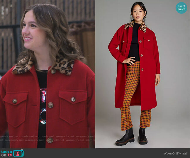 Helene Berman Faux Fur Trimmed Knit Coat worn by Presley (Jayden Bartels) on Side Hustle