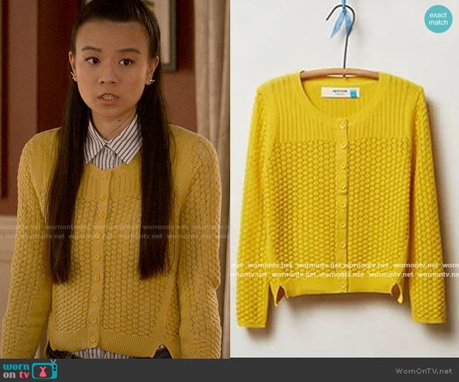 Pointelle Cable Cardigan in Gold from Anthropologie
