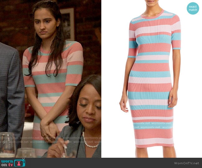 Aqua Ribbed Knit Dress worn by Bela Malhotra (Amrit Kaur) on The Sex Lives of College Girls